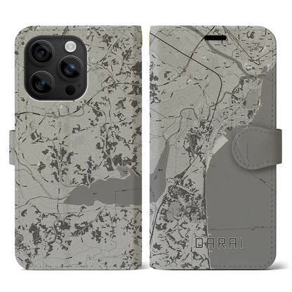 【大洗（茨城県）】地図柄iPhoneケース（手帳タイプ）モノトーン・iPhone 16 用