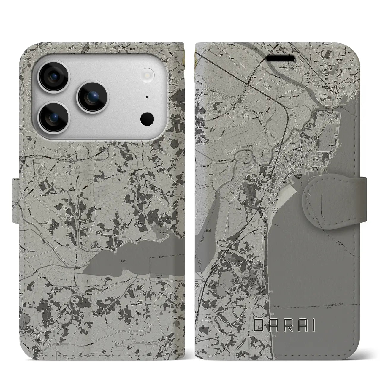 【大洗（茨城県）】地図柄iPhoneケース（手帳タイプ）