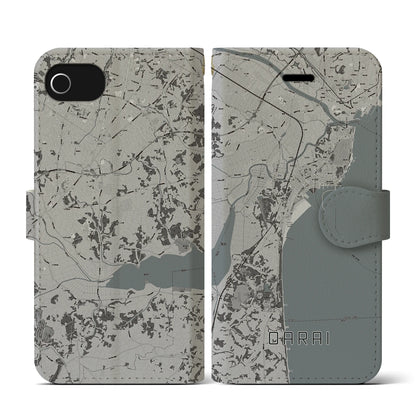 【大洗（茨城県）】地図柄iPhoneケース（手帳タイプ）モノトーン・iPhone SE（第3 / 第2世代） / 8 / 7 / 6s / 6 用