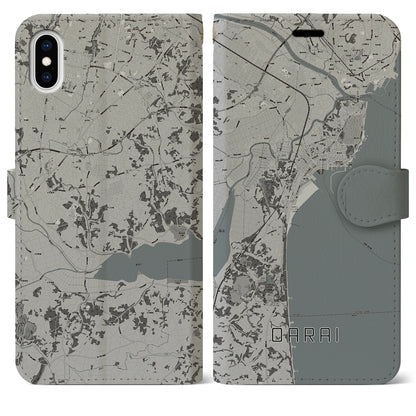 【大洗（茨城県）】地図柄iPhoneケース（手帳タイプ）モノトーン・iPhone XS Max 用