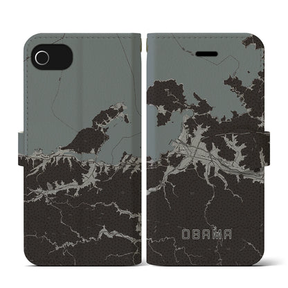 【小浜（福井県）】地図柄iPhoneケース（手帳タイプ）モノトーン・iPhone SE（第3 / 第2世代） / 8 / 7 / 6s / 6 用