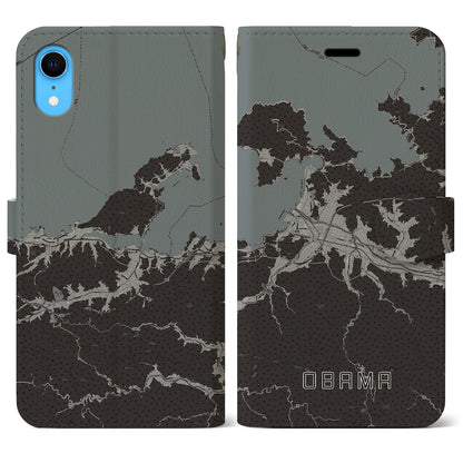 【小浜（福井県）】地図柄iPhoneケース（手帳タイプ）モノトーン・iPhone XR 用