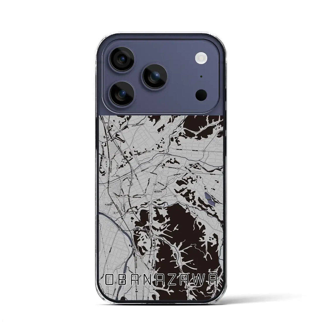 【尾花沢(山形県)】地図柄iPhoneケース(クリアタイプ)モノトーン・iPhone 17 Pro Max 用