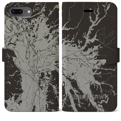 【尾花沢（山形県）】地図柄iPhoneケース（手帳タイプ）モノトーン・iPhone 8Plus /7Plus / 6sPlus / 6Plus 用