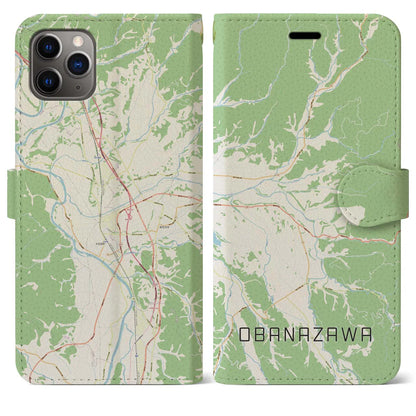 【尾花沢（山形県）】地図柄iPhoneケース（手帳タイプ）ナチュラル・iPhone 11 Pro Max 用