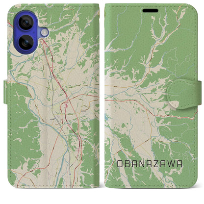 【尾花沢（山形県）】地図柄iPhoneケース（手帳タイプ）ナチュラル・iPhone 16 Pro Max 用