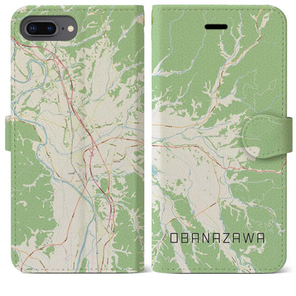 【尾花沢（山形県）】地図柄iPhoneケース（手帳タイプ）ナチュラル・iPhone 8Plus /7Plus / 6sPlus / 6Plus 用
