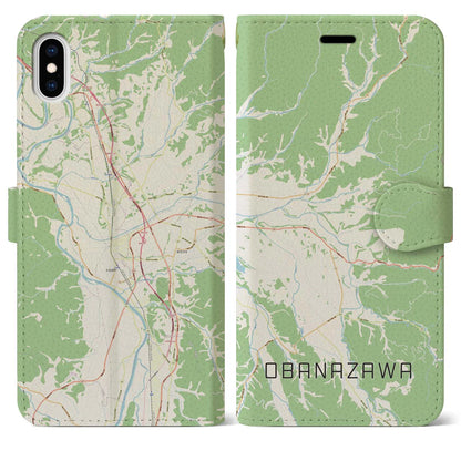 【尾花沢（山形県）】地図柄iPhoneケース（手帳タイプ）ナチュラル・iPhone XS Max 用