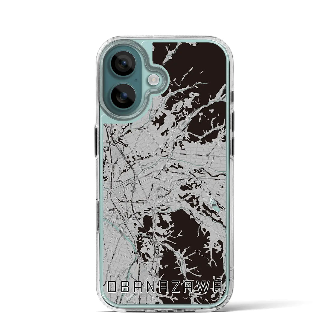 【尾花沢(山形県)】地図柄iPhoneケース(MagSafeタイプ)モノトーン・iPhone 16 Pro 用