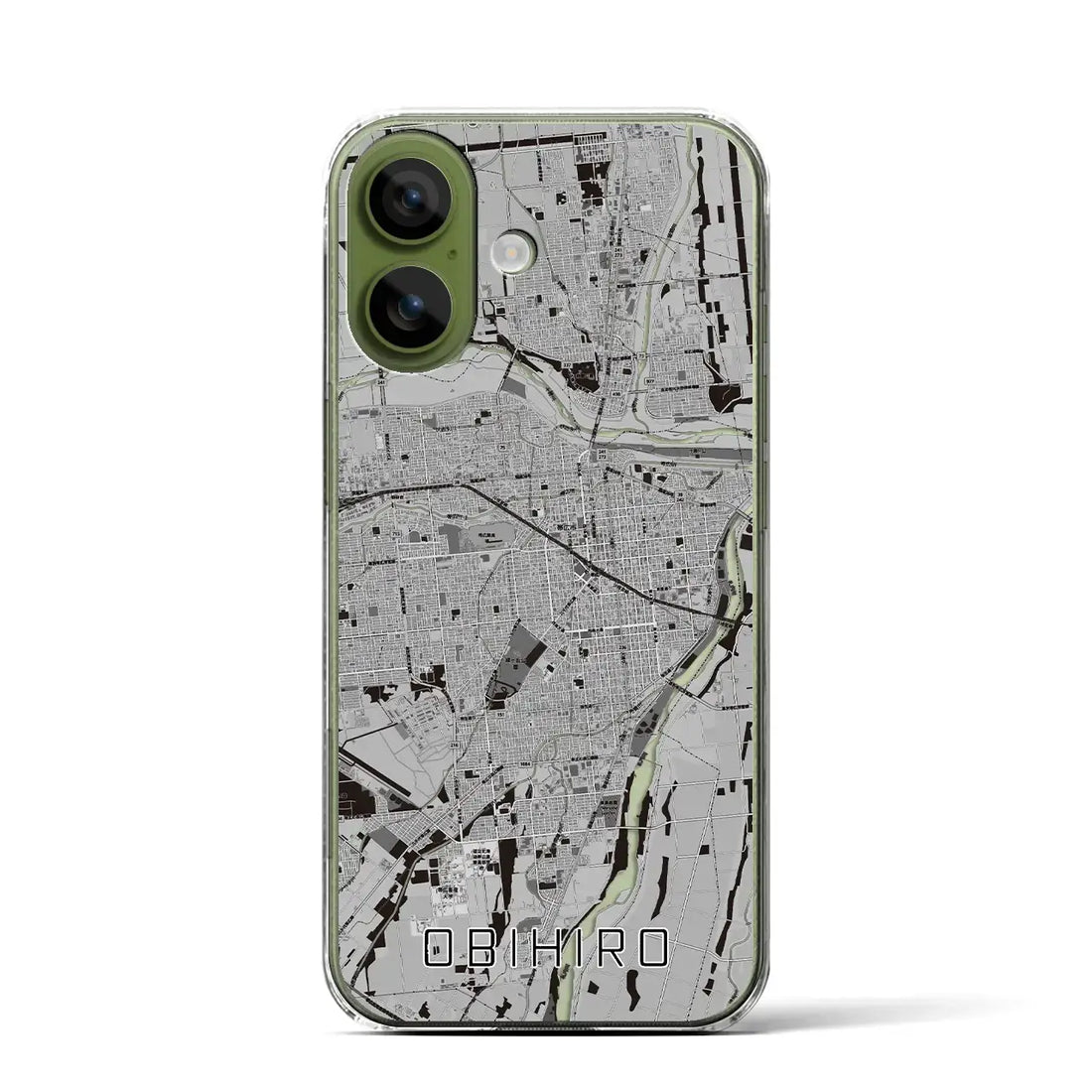 【帯広（北海道）】地図柄iPhoneケース（クリアタイプ）モノトーン・iPhone 17 Pro Max 用
