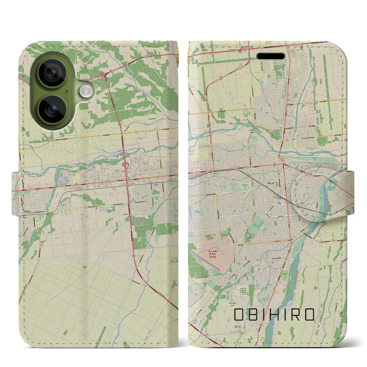 【帯広（北海道）】地図柄iPhoneケース（手帳タイプ）