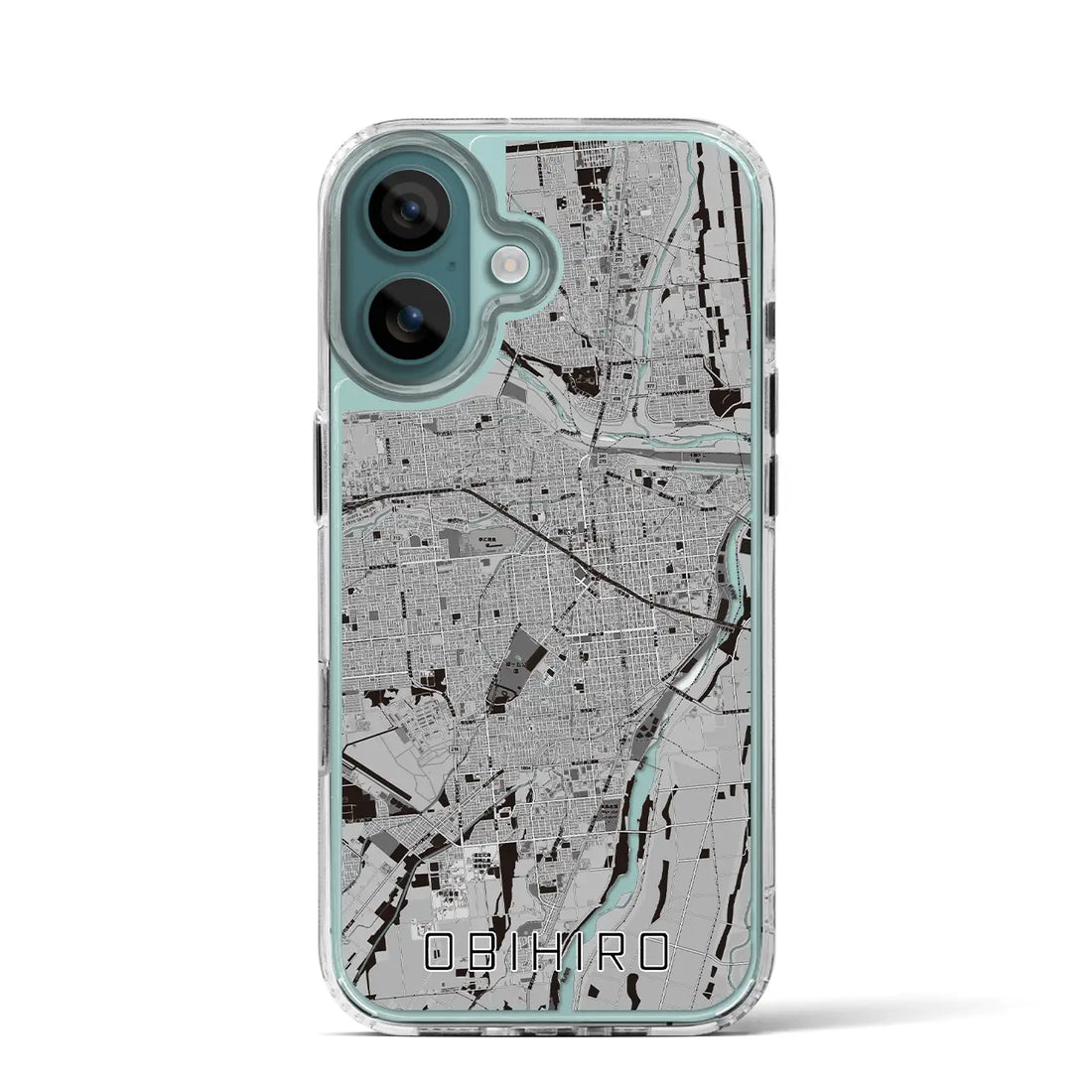 【帯広（北海道）】地図柄iPhoneケース（MagSafeタイプ）モノトーン・iPhone 16 Pro 用