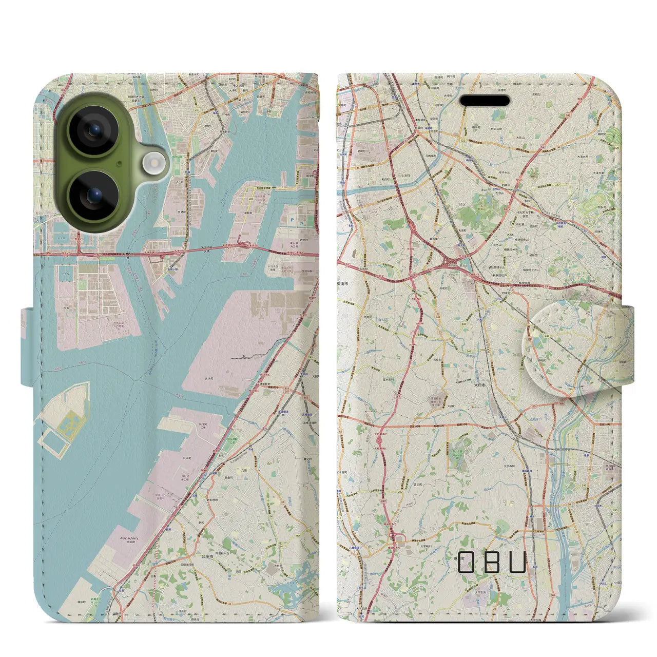 【大府（愛知県）】地図柄iPhoneケース（手帳タイプ）