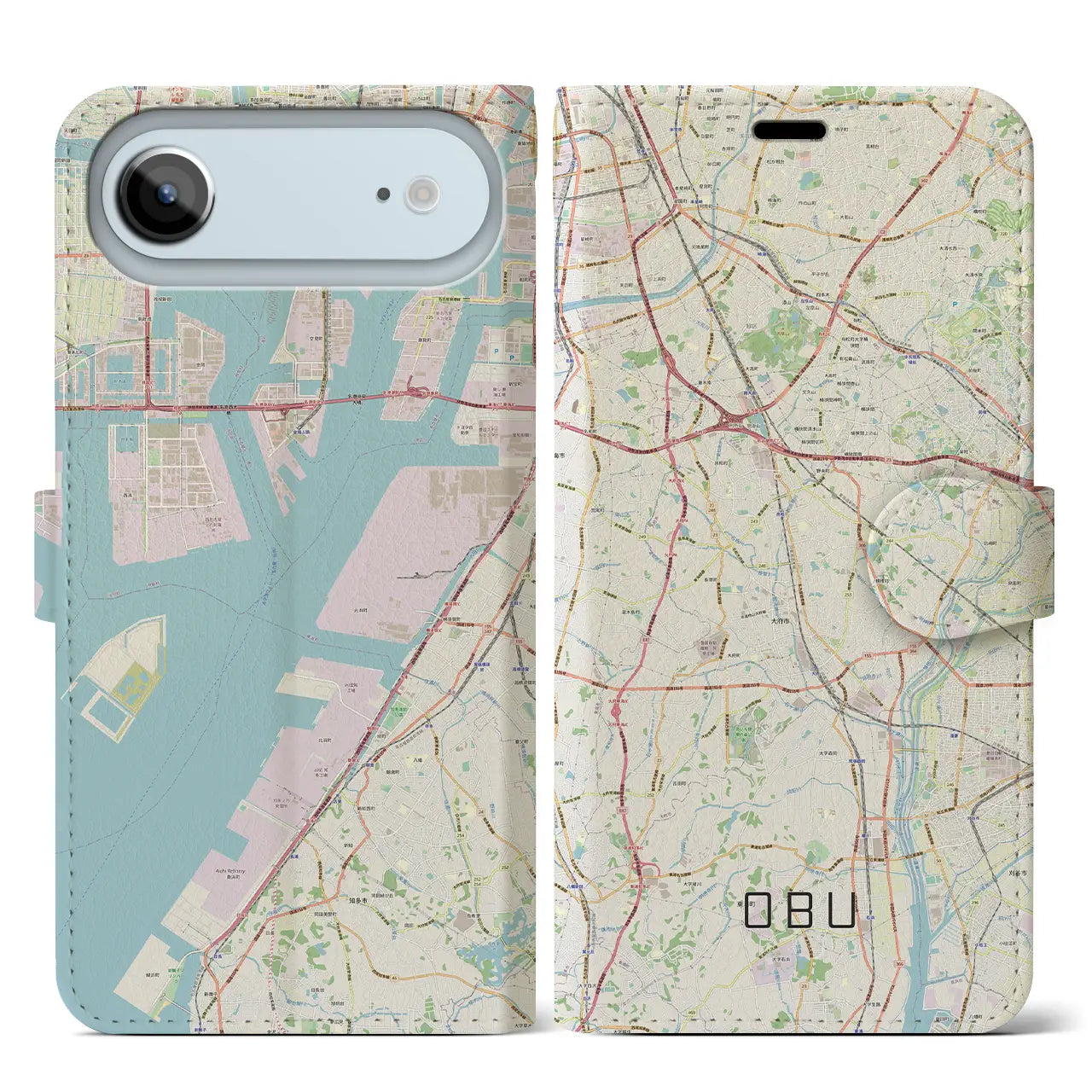 【大府（愛知県）】地図柄iPhoneケース（手帳タイプ）