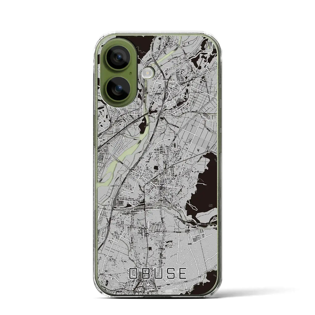 【小布施(長野県)】地図柄iPhoneケース(クリアタイプ)モノトーン・iPhone 17 Pro Max 用