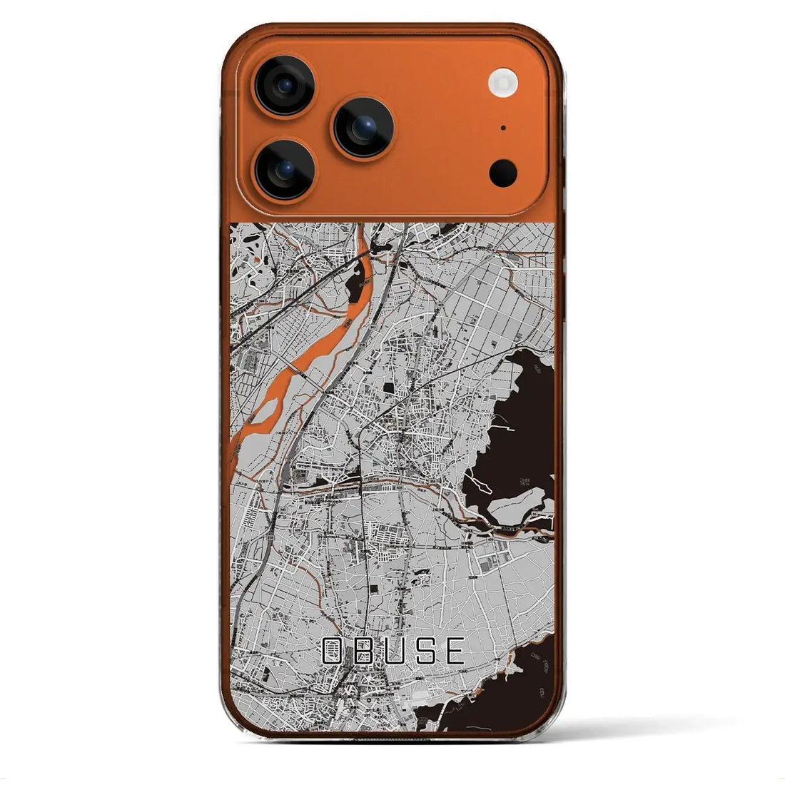 【小布施(長野県)】地図柄iPhoneケース(クリアタイプ)モノトーン・iPhone 17 Pro Max 用