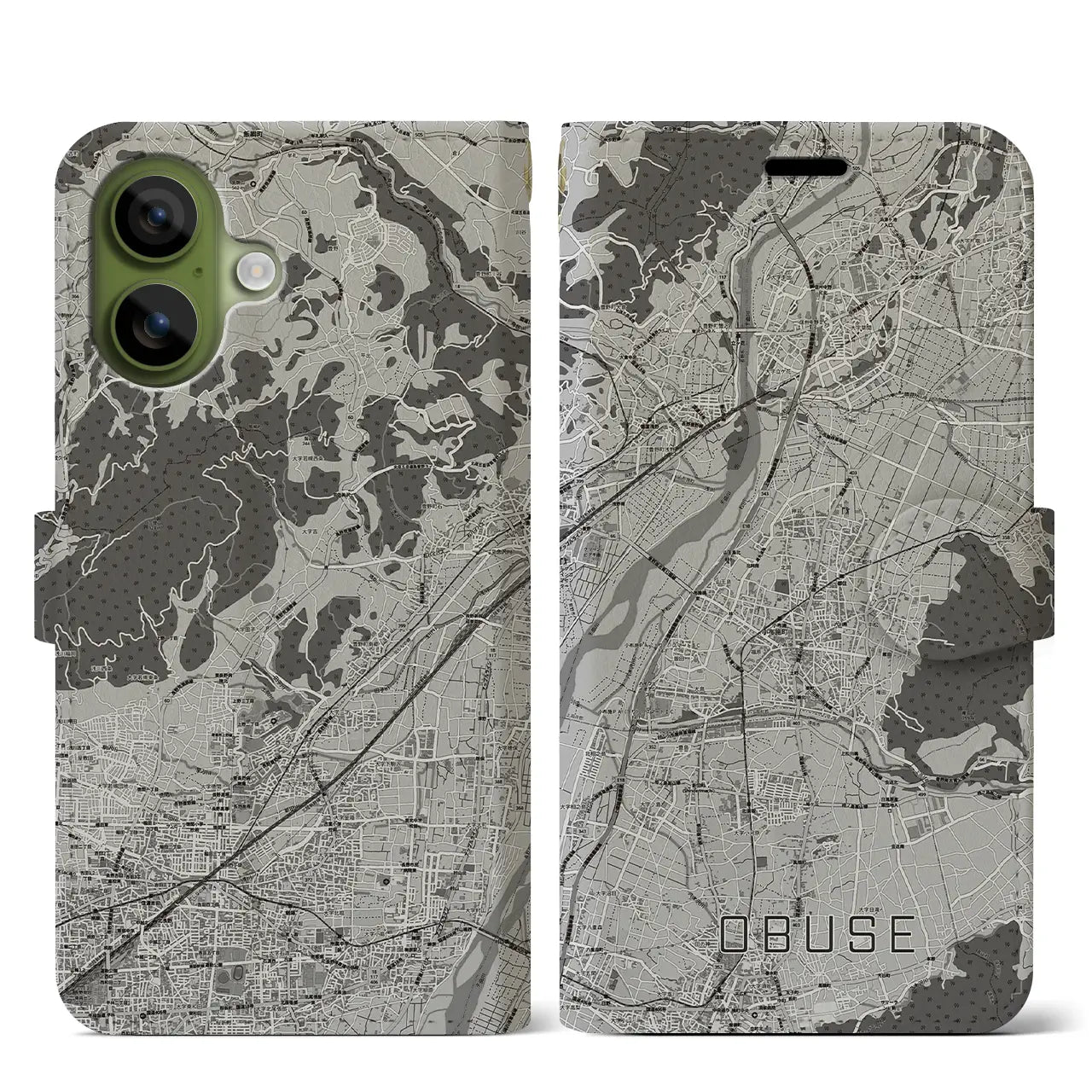 【小布施（長野県）】地図柄iPhoneケース（手帳タイプ）