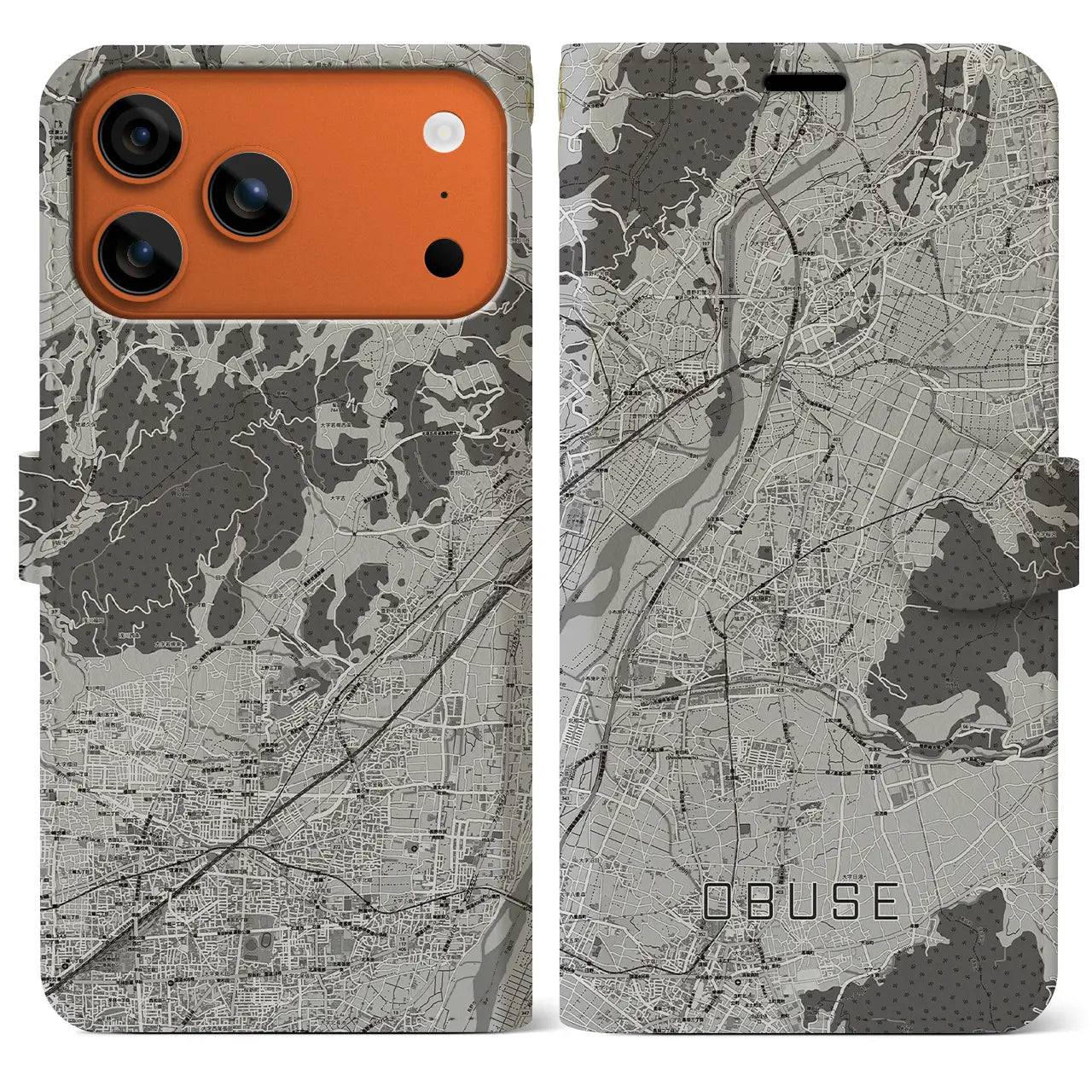 【小布施（長野県）】地図柄iPhoneケース（手帳タイプ）