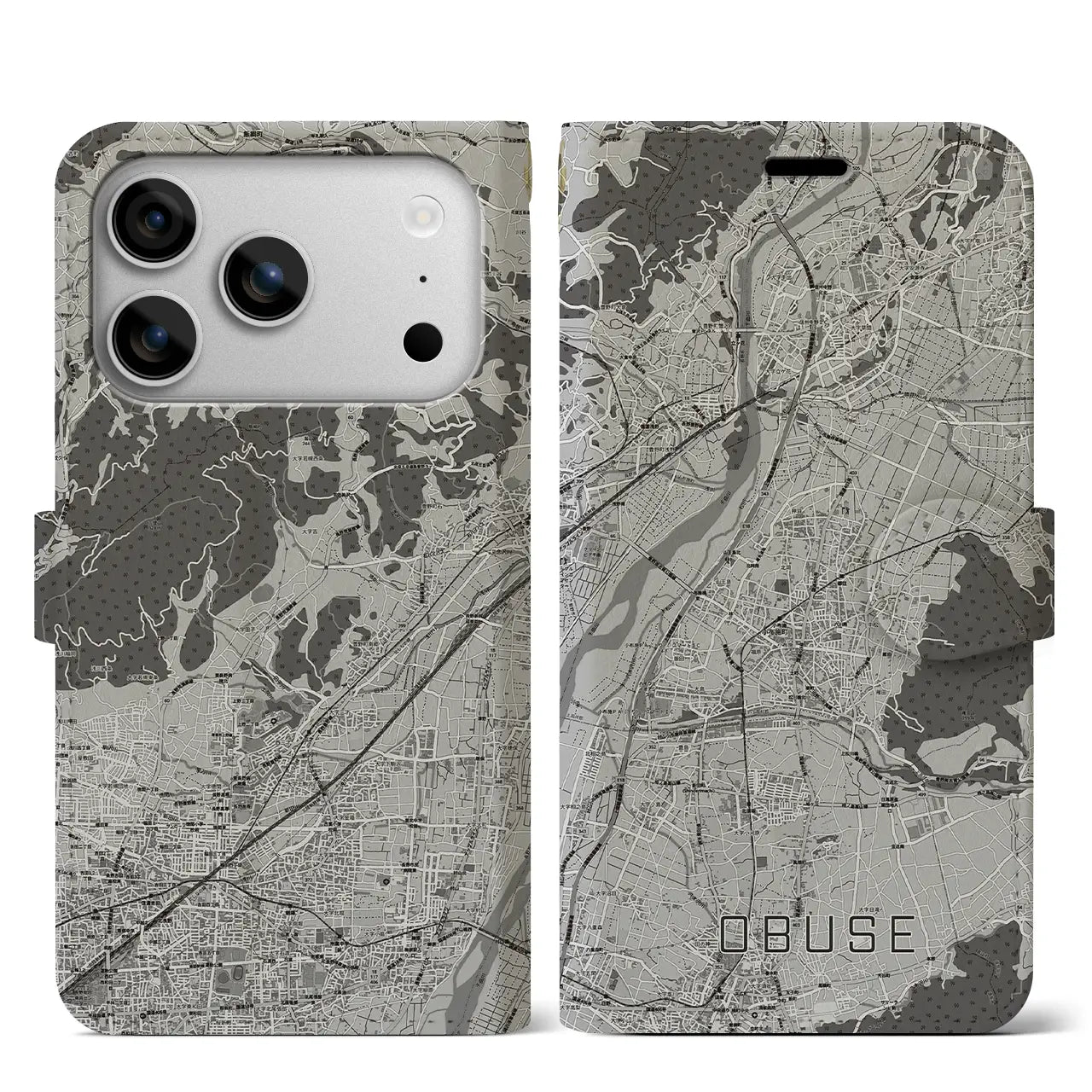 【小布施（長野県）】地図柄iPhoneケース（手帳タイプ）