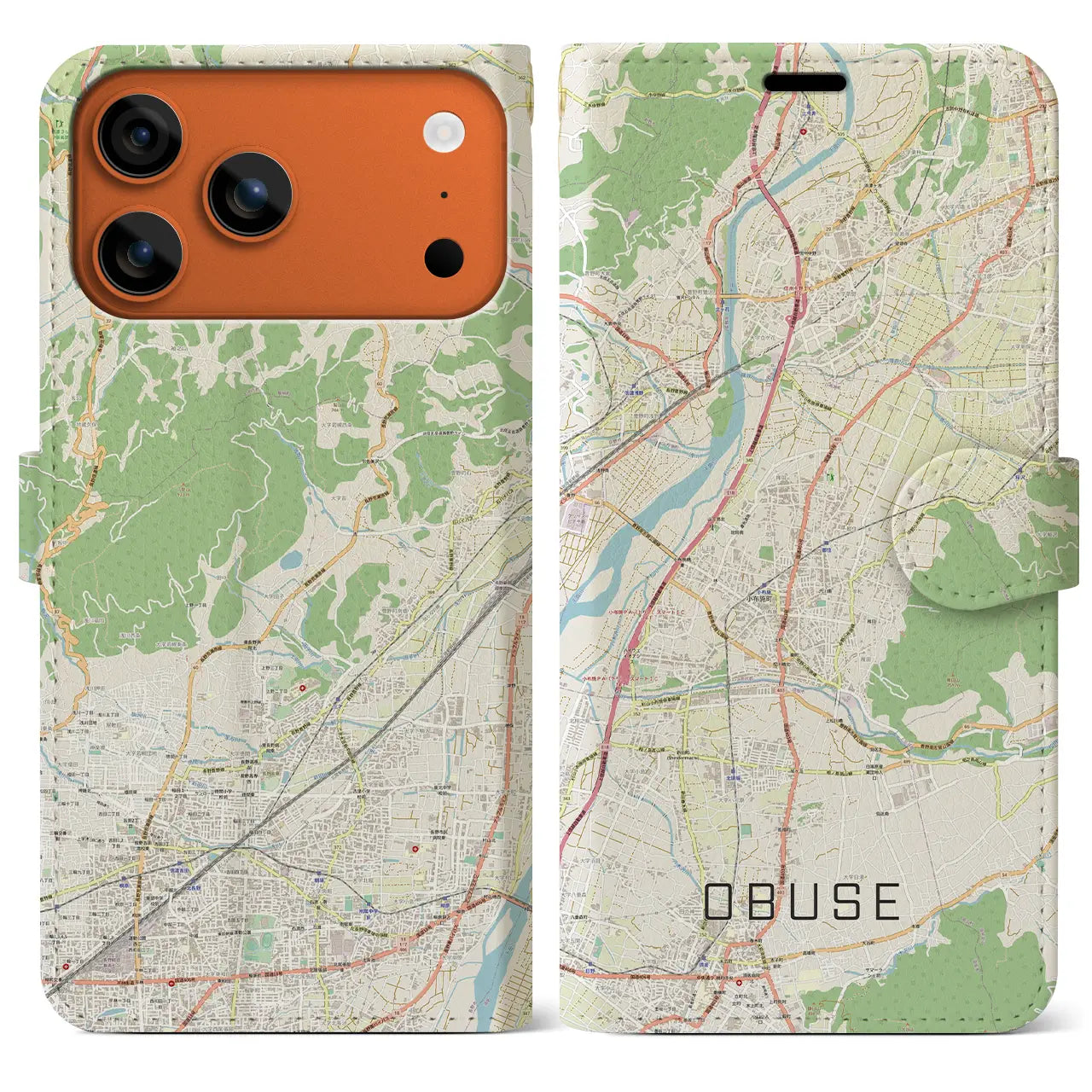 【小布施（長野県）】地図柄iPhoneケース（手帳タイプ）