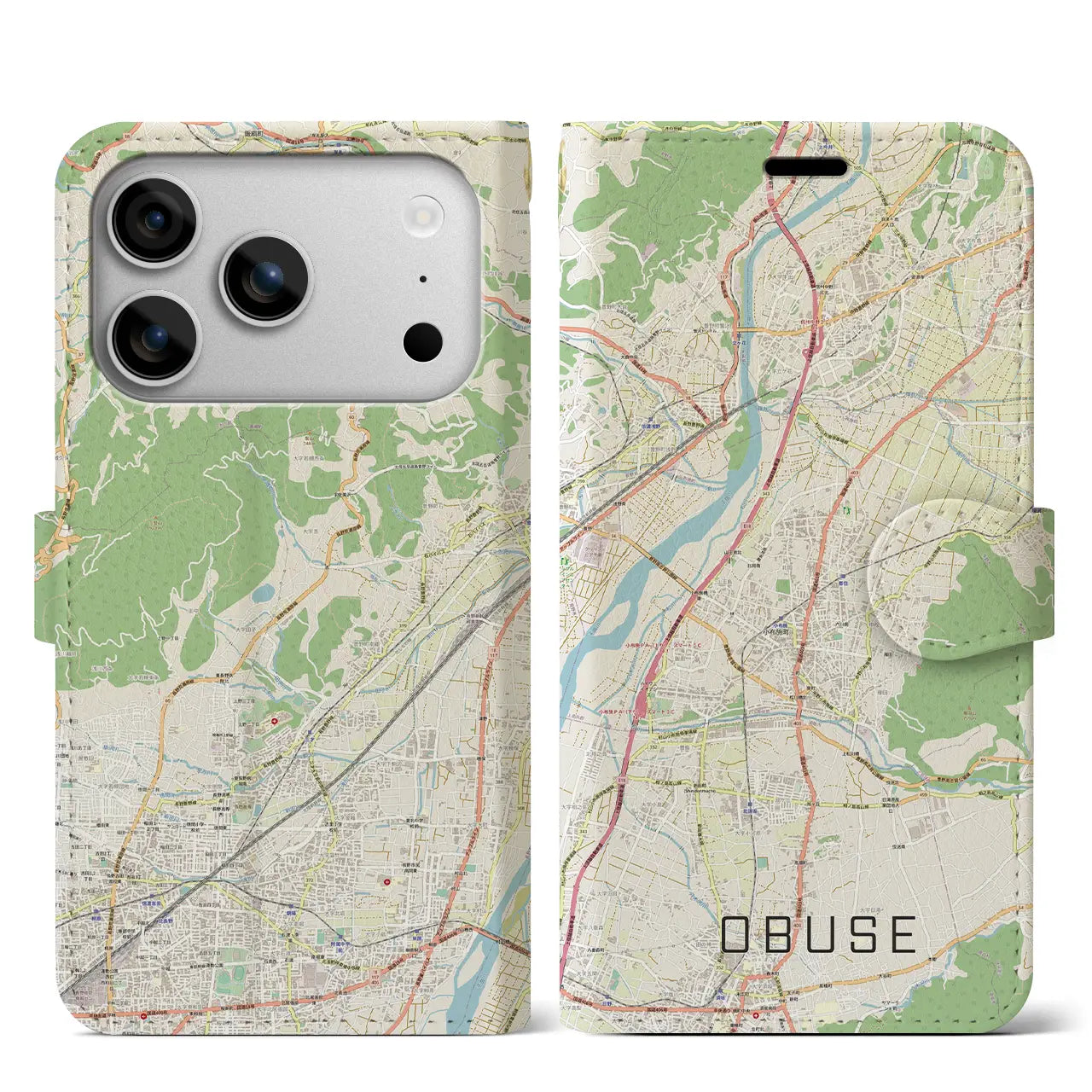 【小布施（長野県）】地図柄iPhoneケース（手帳タイプ）