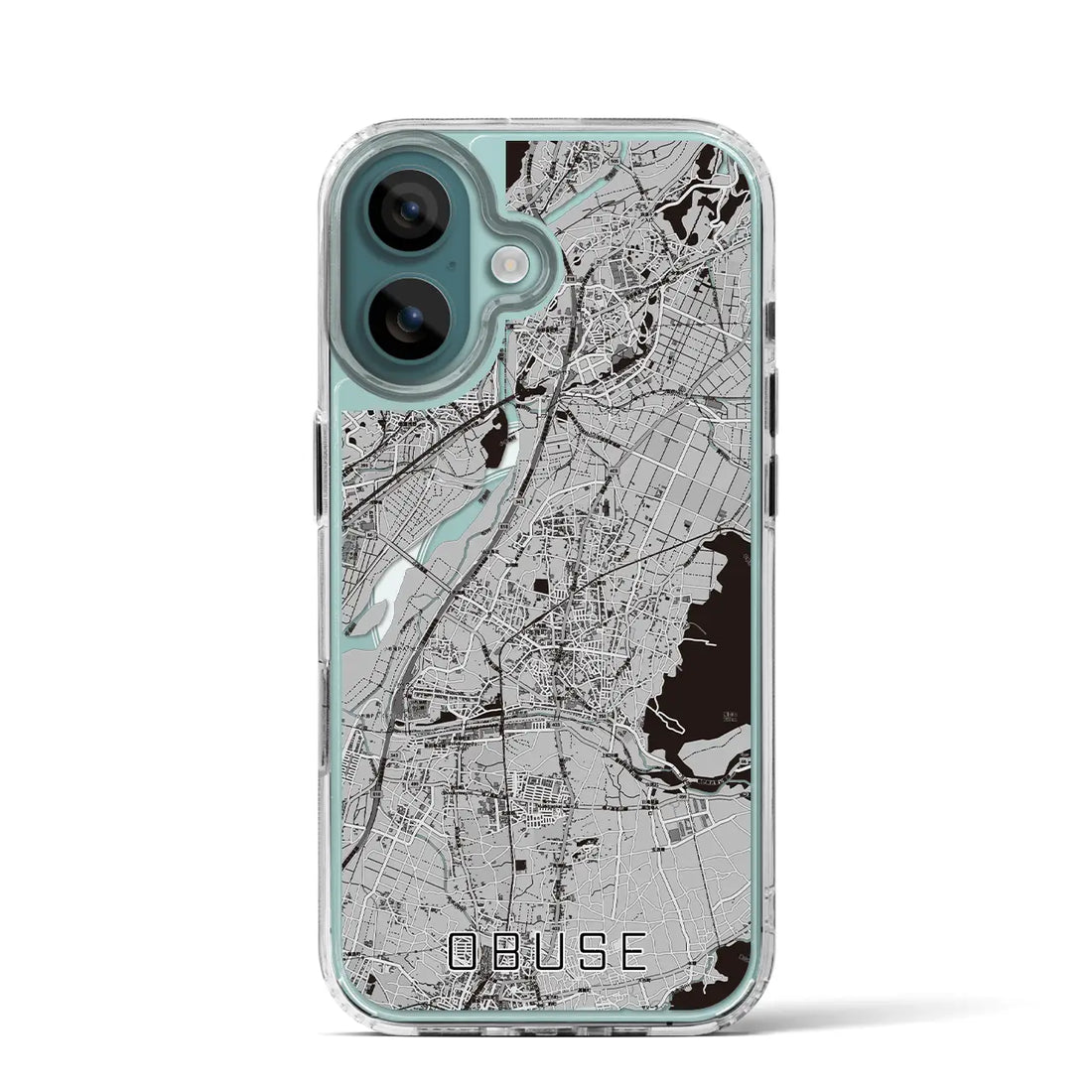【小布施（長野県）】地図柄iPhoneケース（MagSafeタイプ）モノトーン・iPhone 16 Pro 用