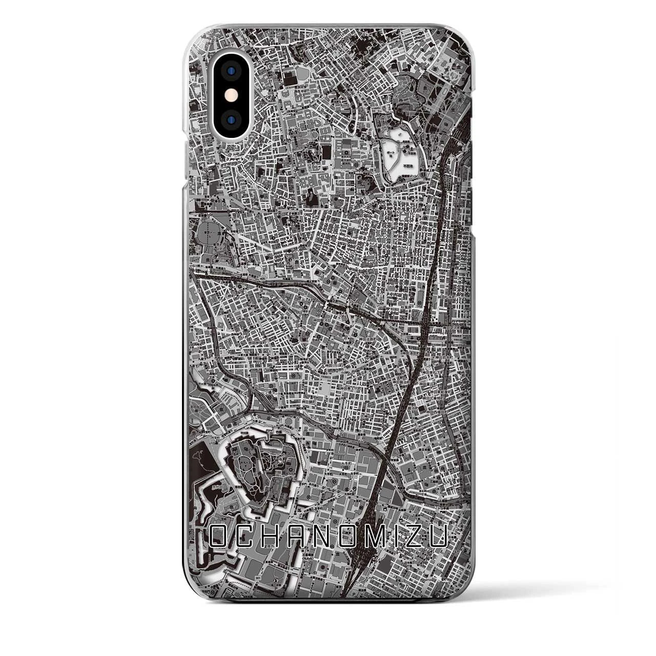 【御茶ノ水（東京都）】地図柄iPhoneケース（クリアタイプ）モノトーン・iPhone XS Max 用