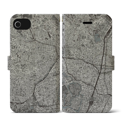 【御茶ノ水（東京都）】地図柄iPhoneケース（手帳タイプ）モノトーン・iPhone SE（第3 / 第2世代） / 8 / 7 / 6s / 6 用