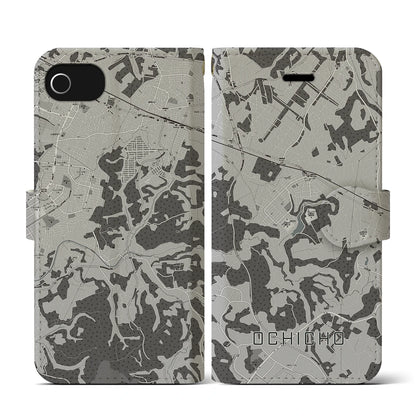 【越智町（千葉県）】地図柄iPhoneケース（手帳タイプ）モノトーン・iPhone SE（第3 / 第2世代） / 8 / 7 / 6s / 6 用