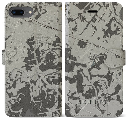 【越智町（千葉県）】地図柄iPhoneケース（手帳タイプ）モノトーン・iPhone 8Plus /7Plus / 6sPlus / 6Plus 用