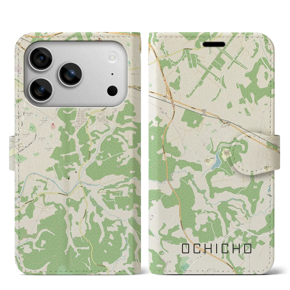 【越智町（千葉県）】地図柄iPhoneケース（手帳タイプ）モノトーン・iPhone 17 Pro Max 用