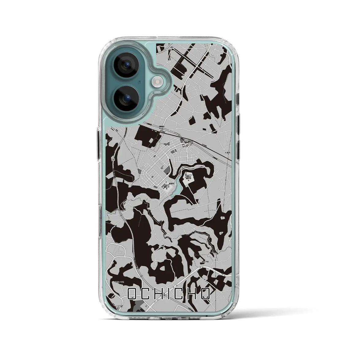 【越智町（千葉県）】地図柄iPhoneケース（MagSafeタイプ）モノトーン・iPhone 16 Pro 用