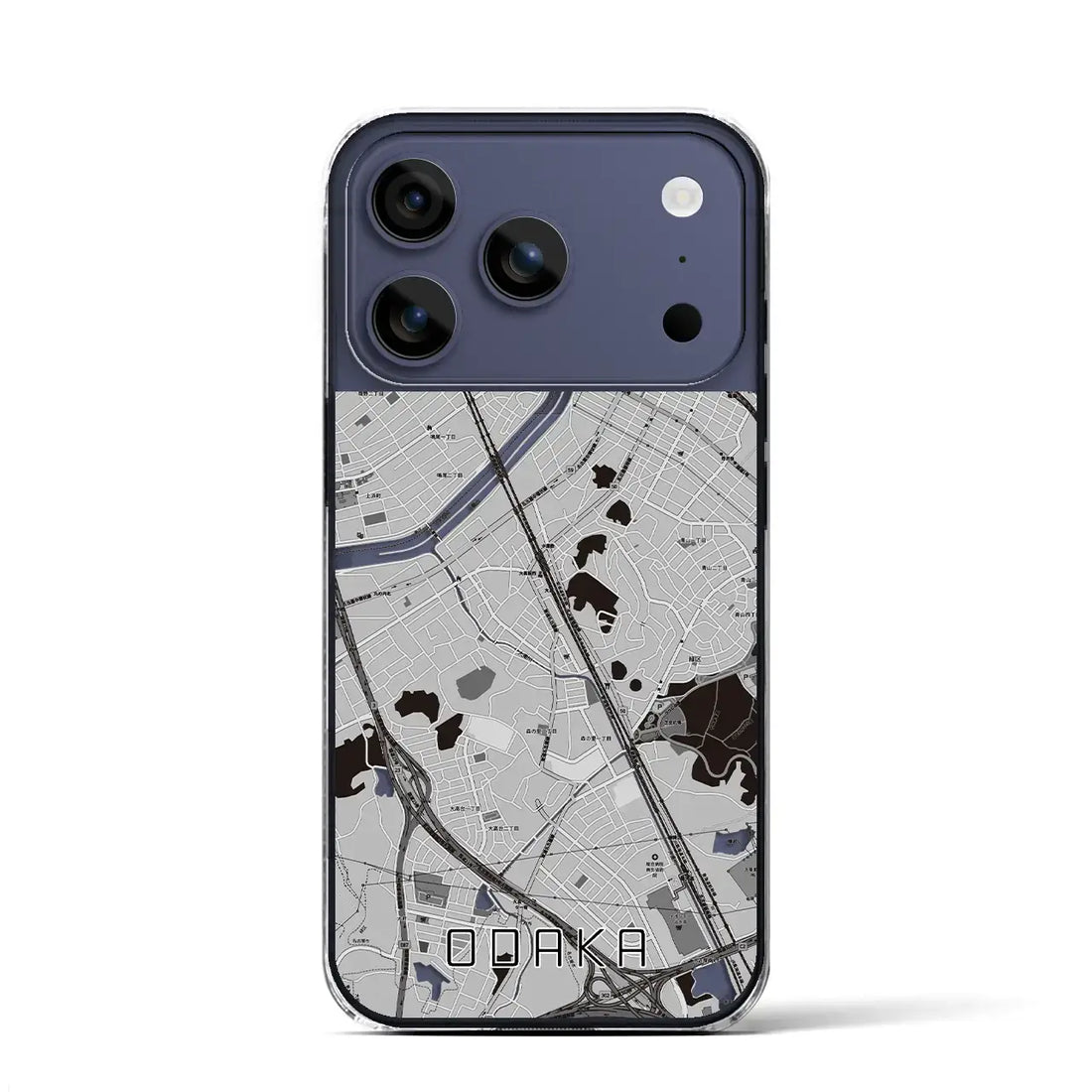 【大高（愛知県）】地図柄iPhoneケース（クリアタイプ）モノトーン・iPhone 17 Pro Max 用