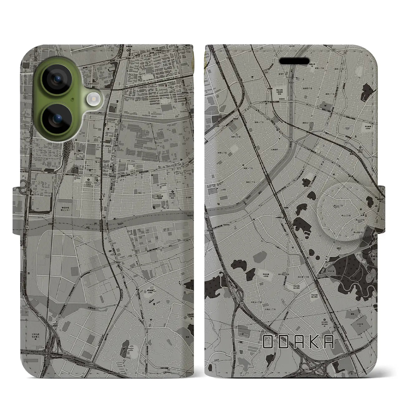 【大高（愛知県）】地図柄iPhoneケース（手帳タイプ）