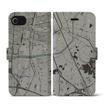 【大高（愛知県）】地図柄iPhoneケース（手帳タイプ）モノトーン・iPhone SE（第3 / 第2世代） / 8 / 7 / 6s / 6 用