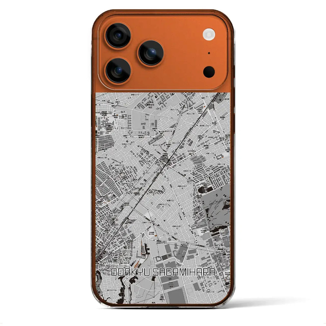 【小田急相模原(神奈川県)】地図柄iPhoneケース(クリアタイプ)モノトーン・iPhone 17 Pro Max 用