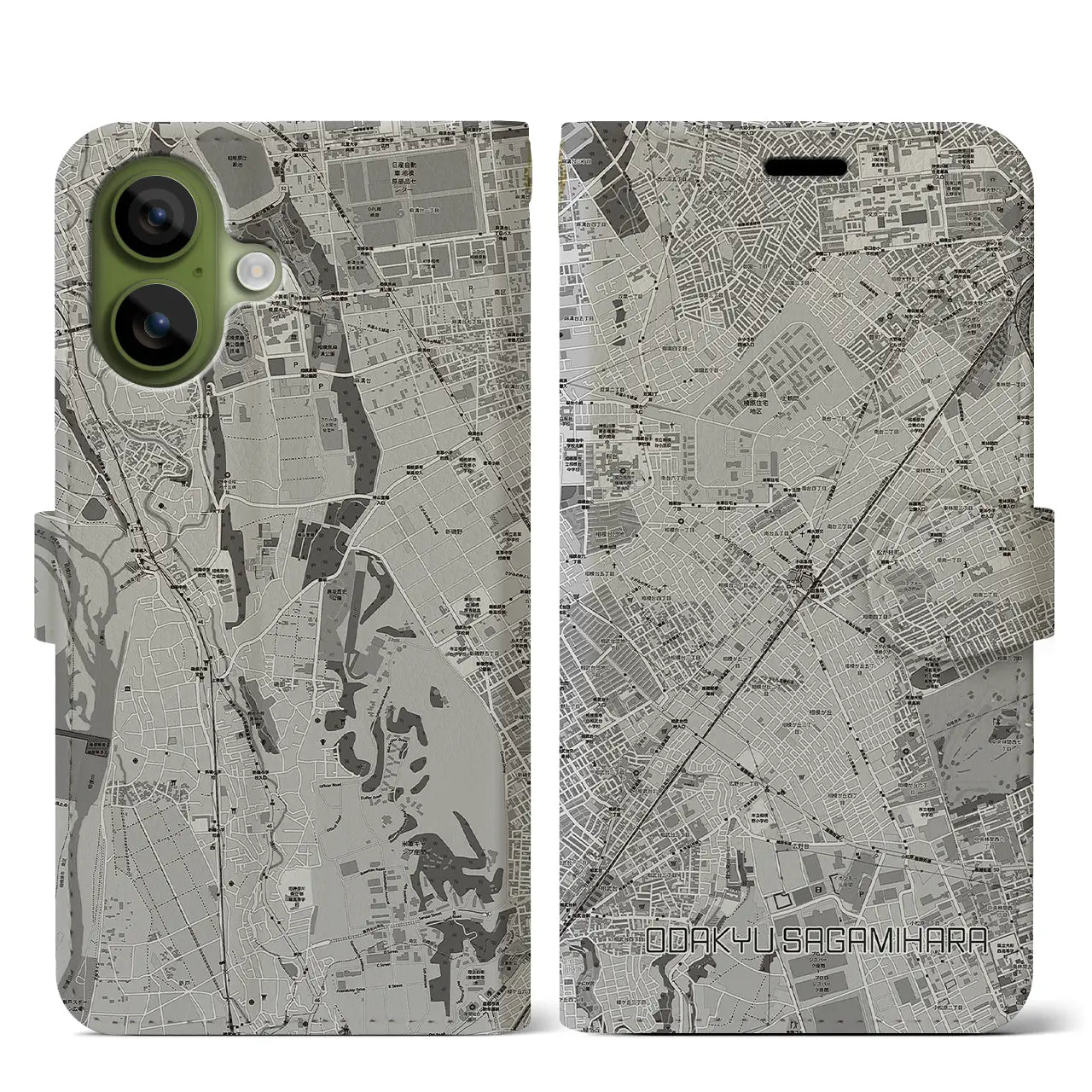 【小田急相模原（神奈川県）】地図柄iPhoneケース（手帳タイプ）