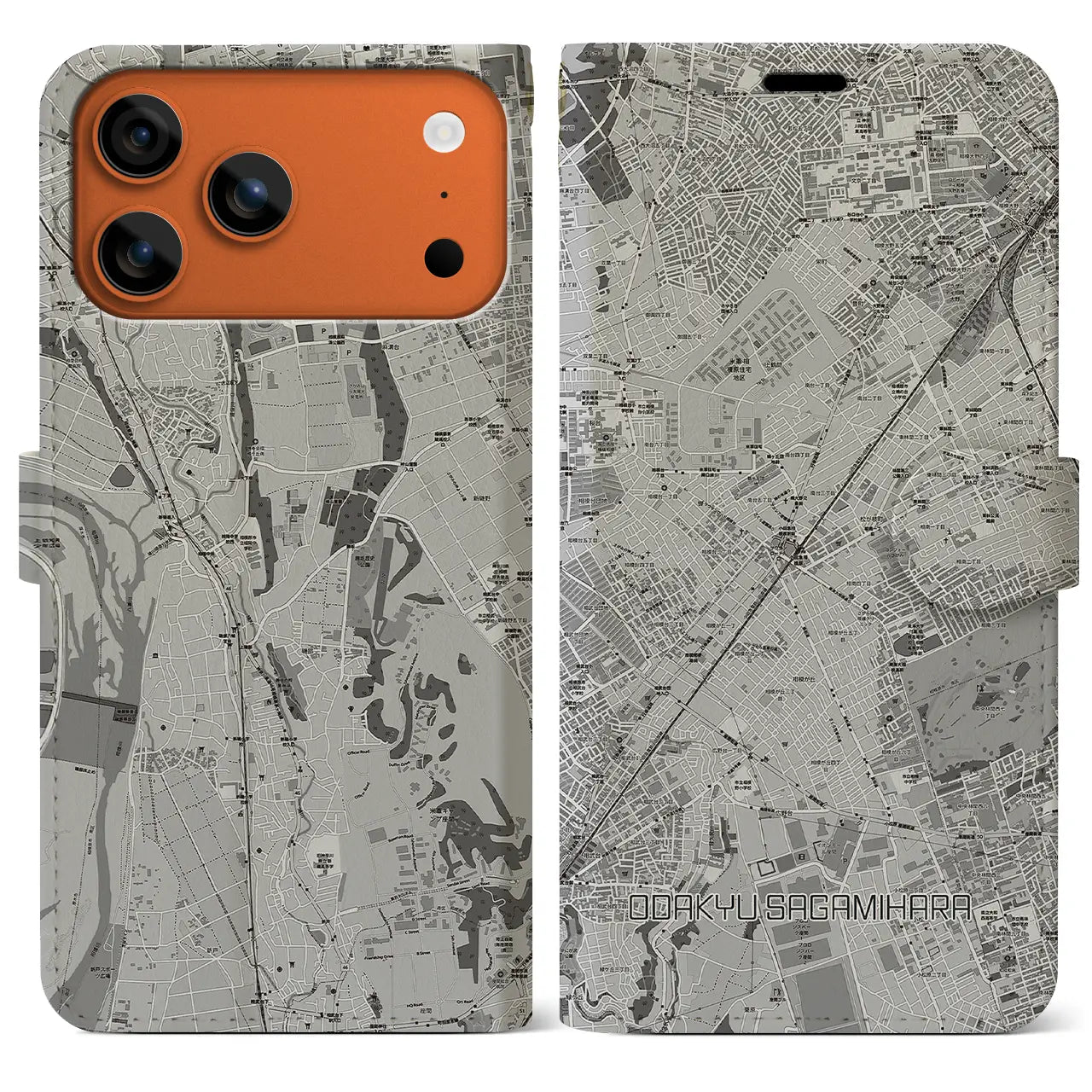 【小田急相模原（神奈川県）】地図柄iPhoneケース（手帳タイプ）