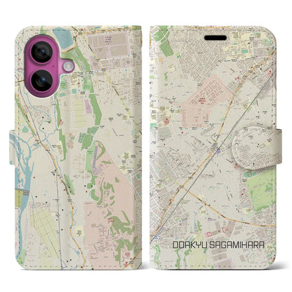【小田急相模原（神奈川県）】地図柄iPhoneケース（手帳タイプ）ナチュラル・iPhone 16 Pro 用