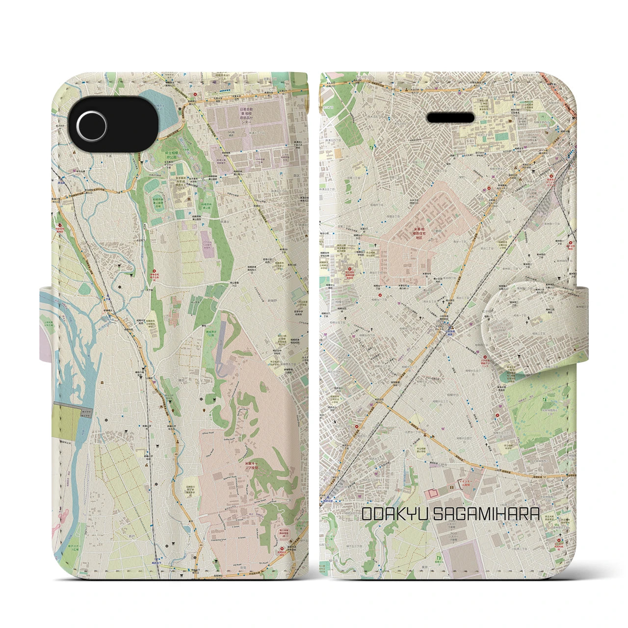 【小田急相模原（神奈川県）】地図柄iPhoneケース（手帳タイプ）