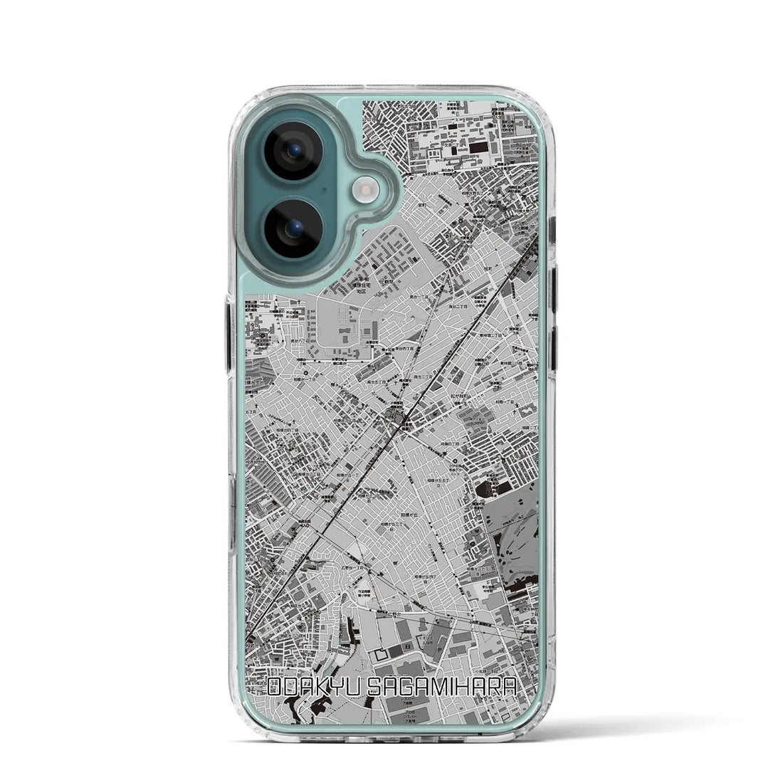 【小田急相模原（神奈川県）】地図柄iPhoneケース（MagSafeタイプ）モノトーン・iPhone 16 Pro 用