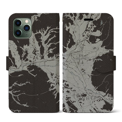 【大館（秋田県）】地図柄iPhoneケース（手帳タイプ）モノトーン・iPhone 11 Pro 用