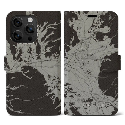 【大館（秋田県）】地図柄iPhoneケース（手帳タイプ）モノトーン・iPhone 16 用