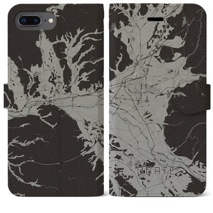 【大館（秋田県）】地図柄iPhoneケース（手帳タイプ）モノトーン・iPhone 8Plus /7Plus / 6sPlus / 6Plus 用