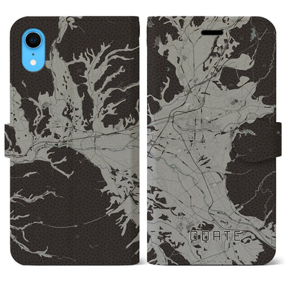 【大館（秋田県）】地図柄iPhoneケース（手帳タイプ）モノトーン・iPhone XR 用