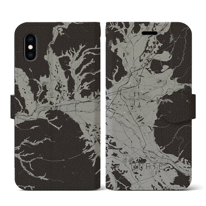 【大館（秋田県）】地図柄iPhoneケース（手帳タイプ）モノトーン・iPhone XS / X 用