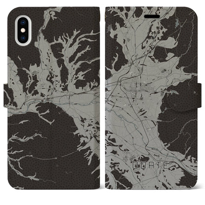 【大館（秋田県）】地図柄iPhoneケース（手帳タイプ）モノトーン・iPhone XS Max 用