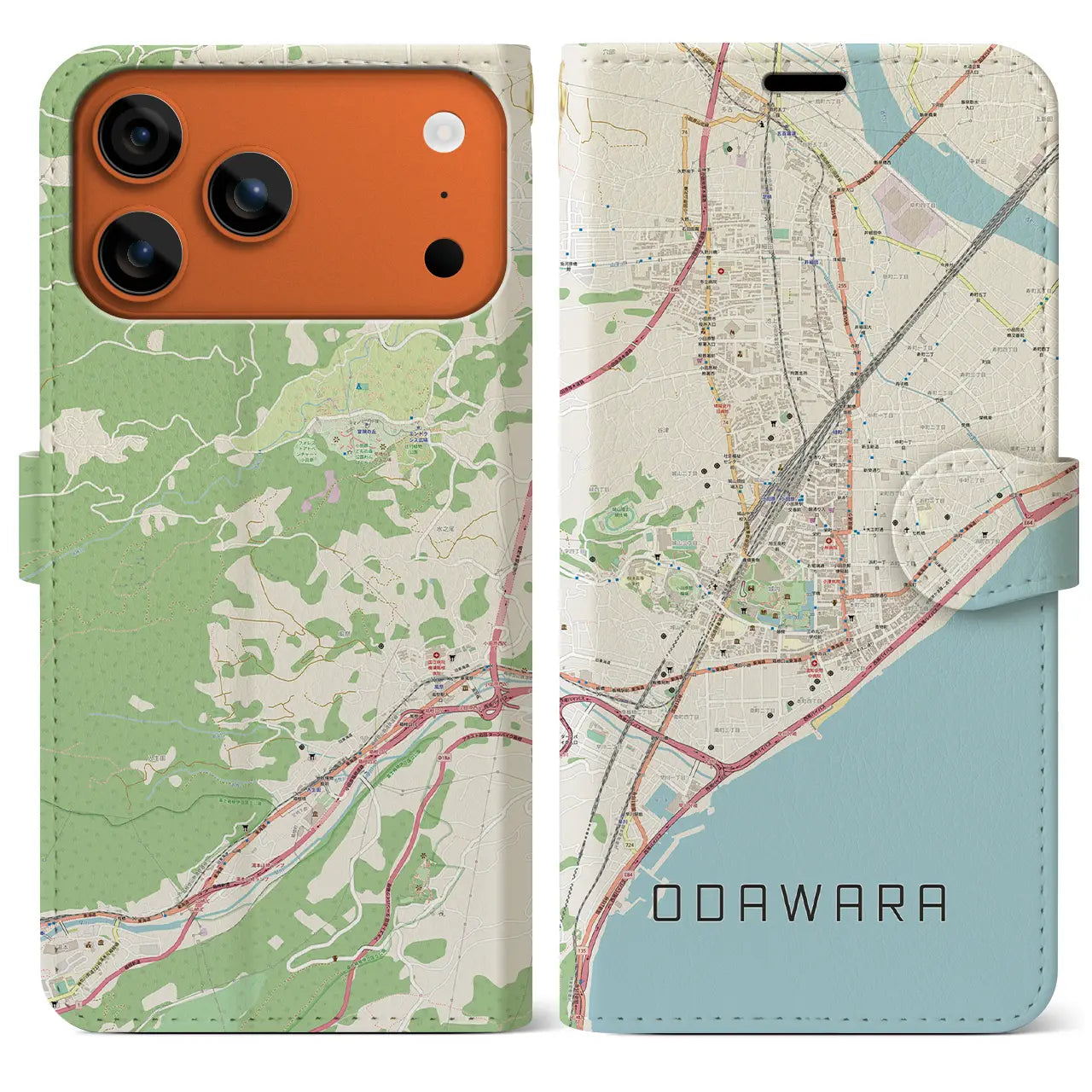 【小田原（神奈川県）】地図柄iPhoneケース（手帳タイプ）