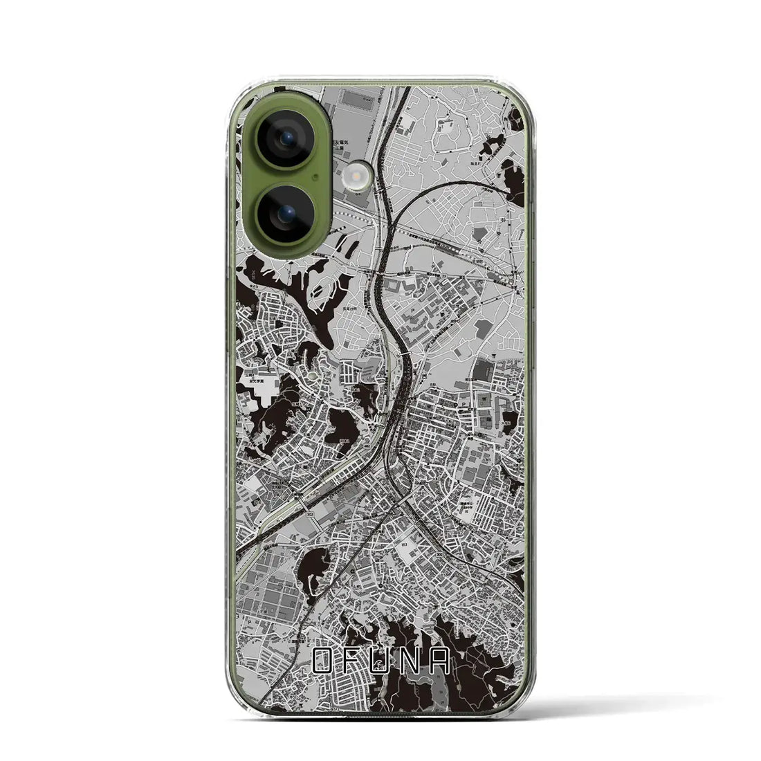 【大船（神奈川県）】地図柄iPhoneケース（クリアタイプ）モノトーン・iPhone 17 Pro Max 用