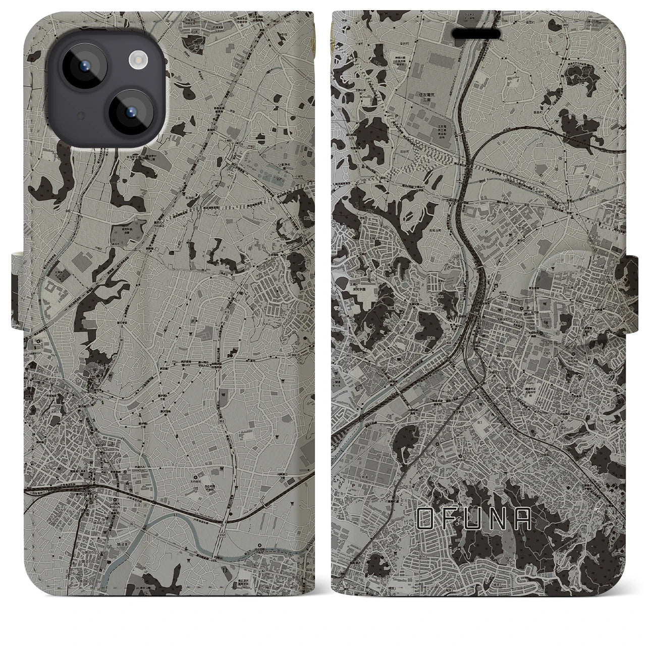 【大船（神奈川県）】地図柄iPhoneケース（手帳タイプ）